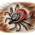 illustration of a tick on a dog's fur