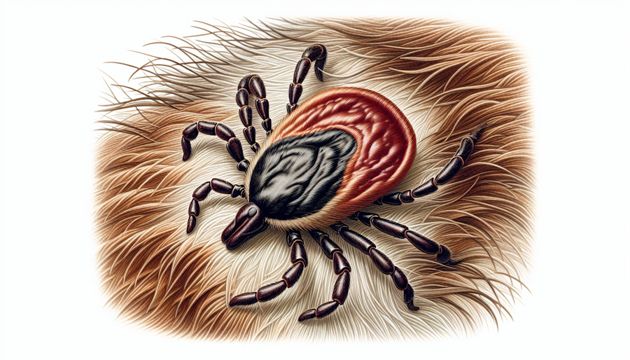 illustration of a tick on a dog's fur